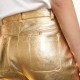 Pantalon en cuir métallisé Sandro Soldes  Femme
