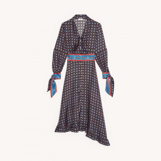 Robe longue en soie imprimée Sandro Soldes  Femme