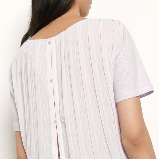 T-shirt en lin à dos plissé Sandro Soldes  Femme