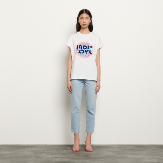 T-shirt en coton organique avec sequins Sandro Soldes  Femme