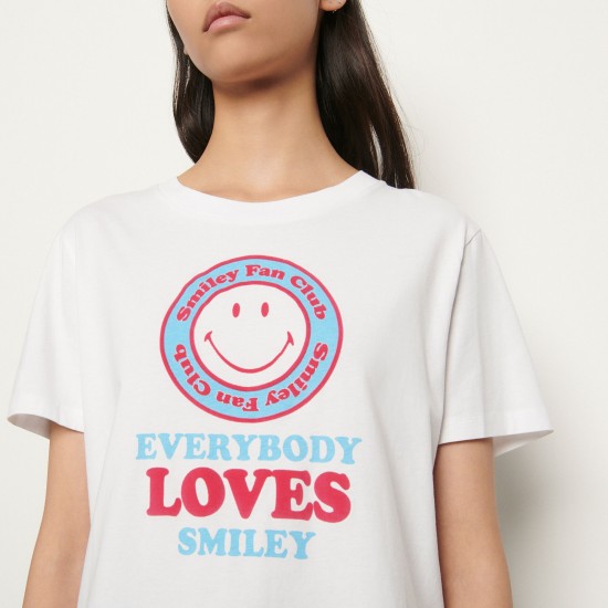T-shirt en coton organique à motifs Sandro Soldes  Femme